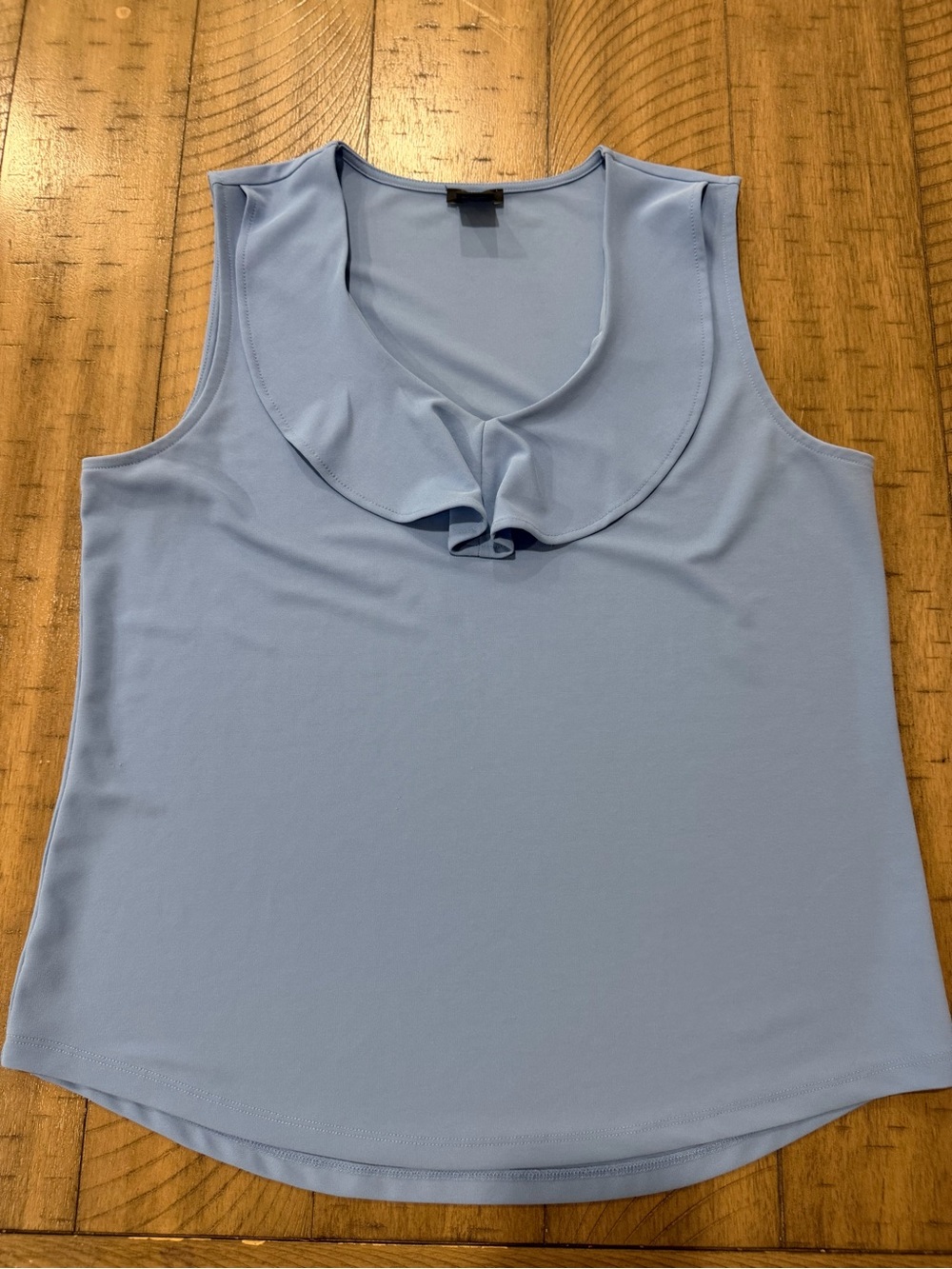 Ann Taylor Light Blue Ruffle Neck Sleeveless Camisole